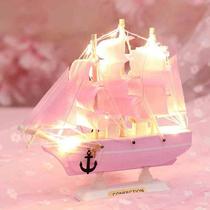 A pink girly heart wooden sailboat boudoir home decoration ornaments couple birthday gift girls
