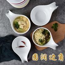 Personalized imitation porcelain bowl soup bowl with curved handle and handle bowl plastic melon ladle noodle bowl rice noodles rice noodle porridge bowl creative instant noodle bowl