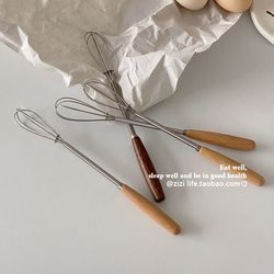 Zizi Life Solid Wood Handle 미니 교반기 가정 스테인레스 스틸 스틸 스틸 크림 버터 작은