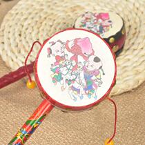 Traditional old-fashioned wave drummer sheepskin rattle baby wooden chewable baby baby baby