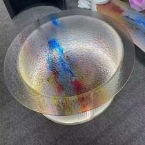 Manufacturer supplies colored glaze hot-melt coffee table colored hot-melt glass round table top water-patterned tempered hot-melt glass