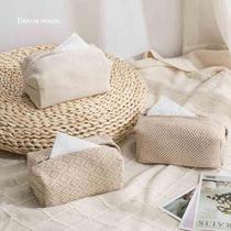 Nordic ins Nordic imitation linen tissue box tissue set fabric paper bag car home room napkin storage box