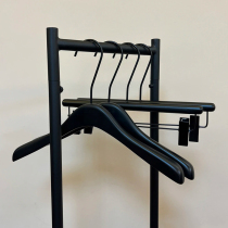 Clothing store Korean style clothes hanger black beech wood non-slip clothes support for womens clothing special touch paint seamless trouser clip custom LOGO