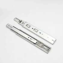 Side-mounted 45MM wide handle-free push-button guide rail with hidden rebound three-section ball drawer slide rail