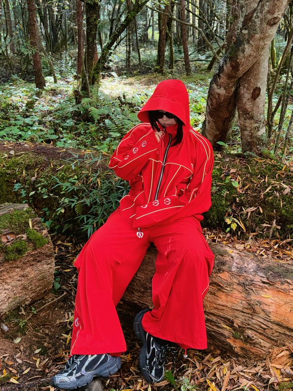 “F'Armor” Batwing Sleeve 3m Reflective Three-Proof Outdoor Hiking Night Running Jogging Mountaineering Jacket