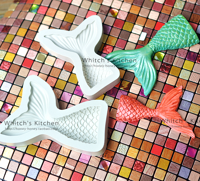 DIY silicone fondant sô cô la handmade xà phòng đất sét khuôn Nàng tiên cá hai vào khuôn bánh bao