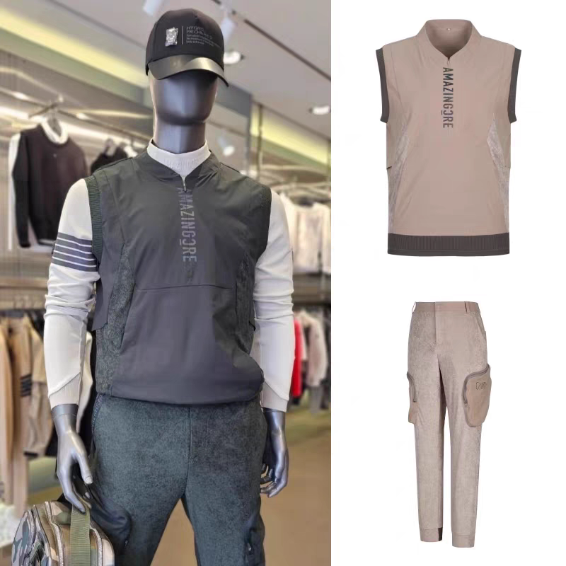 25 New Korean Golf Men's Suits with Zipper, Pleated Elastic Sports Vest, Workwear Pants