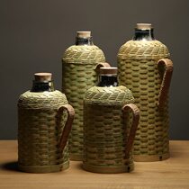 Retro thermos thermos bottle household thermos kettle glass liner old-fashioned boiling water bottle tea room thermos bamboo woven thermos