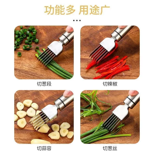 Onion Cutting Tool, Onion Slicer, Shredder, Scallion Slicer, Shredding Knife, Stainless Steel Grater, Kitchen Gadget