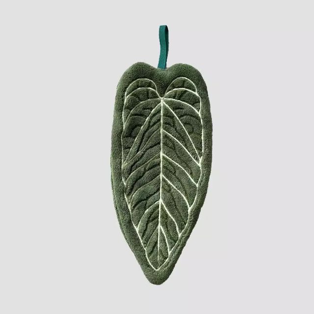 Plant Leaf Hand Towel Hanging Type for Kitchen, Bathroom, Portable Towel, Absorbent Cleaning Handkerchief