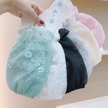 Translucent Lace Sleeve Covers for Women, Embroidered Lace Short Anti-Stain down Jacket Sleeve Cuffs, Office Anti-Dirt Student Sleeve Protectors