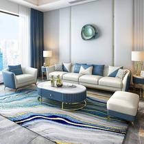 Modern Dynasty Italian Light Luxury Office Sofa Coffee Table Combination Set Cowhide Three-Seater Sofa Business Reception