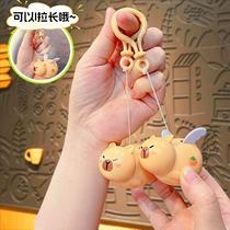 Key chain pull string Feitian Kapibara jewelry pendant school bag pendant doll cute key chain cartoon