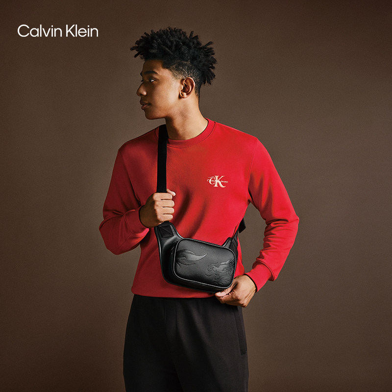 (Long year series) CK Jeans24 Spring male and female New Year's red dragon tattoox printed pure cotton sweater J400354 -Taobao