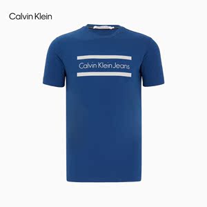 CK Jeans 2021夏季新款男装简约反光LOGO印花圆领短袖T恤 J319928