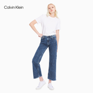 CK Jeans2021春夏新款女装酸洗蓝阔腿版牛仔裤WIDE LEG J216019