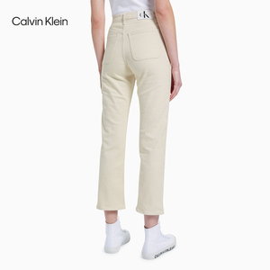 CK Jeans2021春夏新款女装米白色高腰直筒版牛仔裤CKJ030 J215805