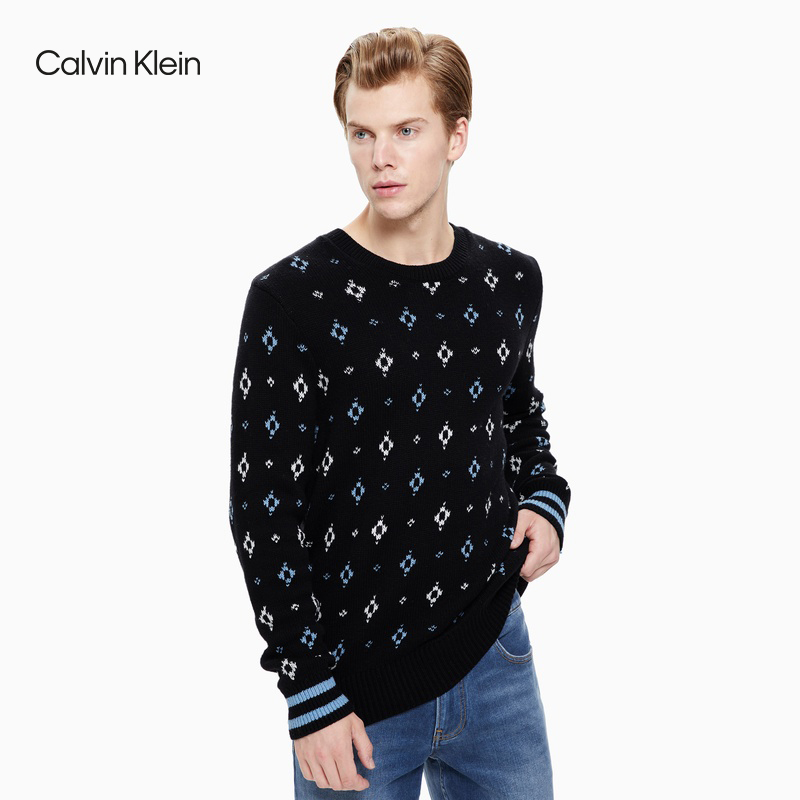 CK Jeans men's clothing minimalist fashion comfortable and warm round collar large body jacquard-knitted sweater J313762