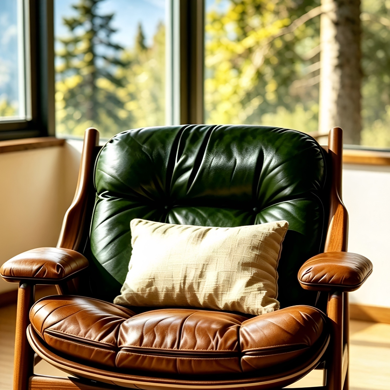Medieval Style Tea Chair, Genuine Leather Single Sofa Chair, Solid Wood Leisure Chair, Rest and Reclining Sofa, Designer Sofa Chair