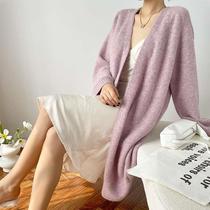Big sister alpaca cardigan long lazy coat temperament gentle sweater