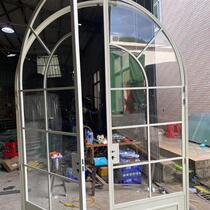 定制尺寸老铁门极窄复古推拉门厨房阳台隔断弯弧格条厕所门双开门