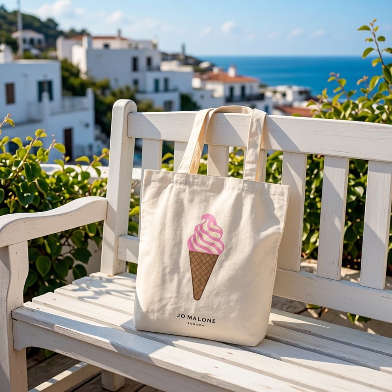 Jo Malone Raspberry Series Tote Bag Canvas Bag Ice Cream Double-Sided Pattern Shopping Bag Casual Simple Style