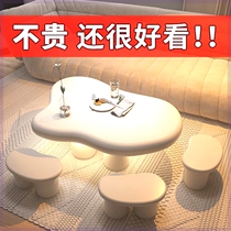 (Hot style) Yunduo coffee table ins style small apartment special-shaped table cream style home living room bedroom table light luxury