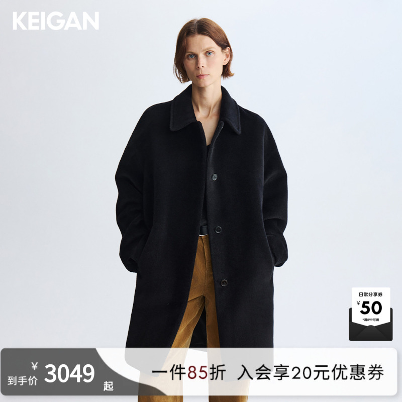 Keigan/Black Label Italian Texco Royal Baby Camel Warm Beibei Suli Luminous Cocoon-Shaped Penguin Coat