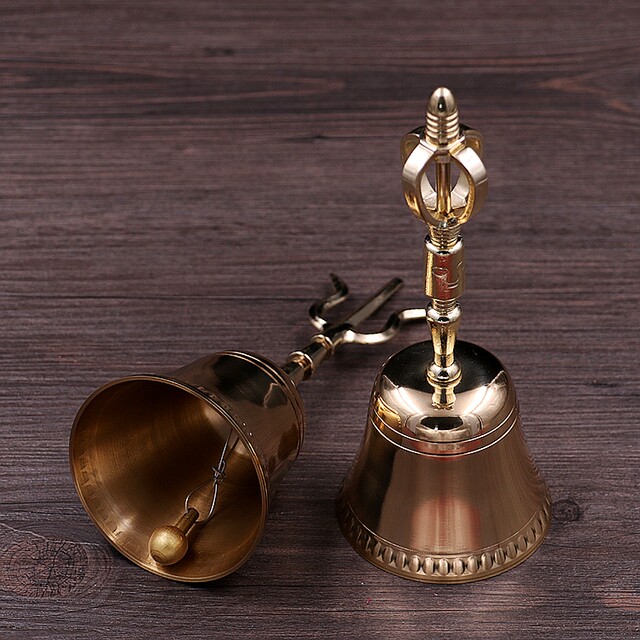 Tuning Fork Bell, Three Bells Used by Taoists, Crisp Three-Clear Bell Instrument, Vajra Bell, Square Head Ornament, Copper Bell