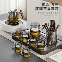 Glass tea set set household tea tray small office tea drinking high temperature resistant teapot kung fu tea cup