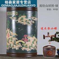 Purple clay tea canister large clay painted 20 cake packed Puer tea storage canister large sealed tea canister tea storage conference tea tray 8