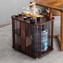 Mobile tea cabinet tea table tea table side cabinet storage rack living room solid wood office bucket boiling water integrated tea cabinet