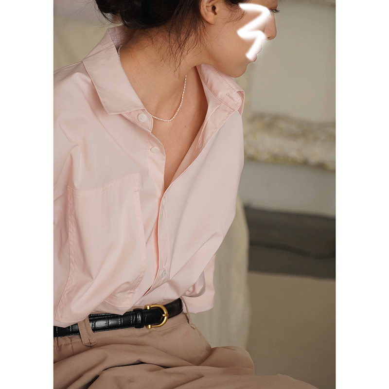 2026 Casual Versatile French-Style Pink Shirt for Women, New Spring/Summer Sun-Protective French-Style Chic Top