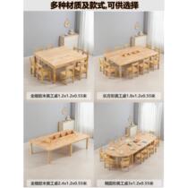 Kindergarten solid wood table and chair combination art table desk childrens studio painting table training tutorial class art learning