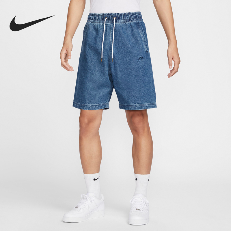 Nike Genuine 2024 New Men's Casual Embroidered Sports Denim Shorts Hq1470-441
