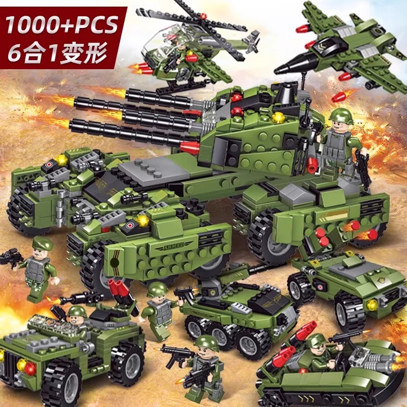 Swiss Giant Tiger-Type Mammoth Building Blocks Transforming Tank Fighter Military Educational Toy for Boys and Girls