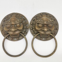 Antiques and miscellaneous antiques and old objects collection pure copper brass lion door knockers a pair of folk nostalgic household old goods