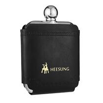 Thickened square hip flask with leather case for men and women stainless steel flask portable outdoor metal wine set