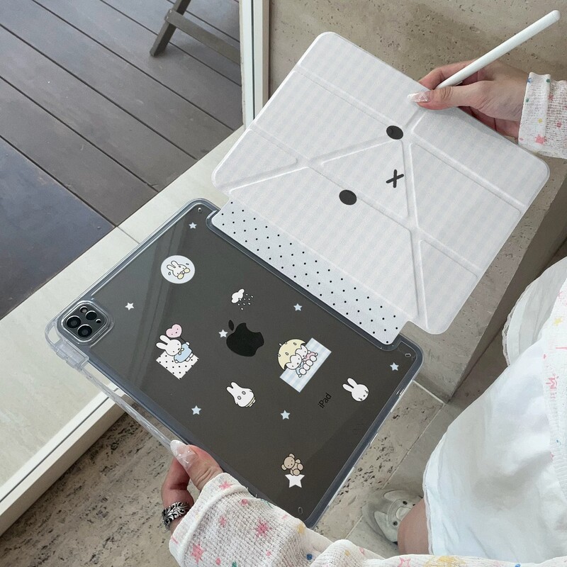 Suitable for Xiaomi Tablet 7Pro Protective Case 2026 New Model Xiaomi 8 Protective Cover Redmi Pad6 6Th, 7Th, 8Th Generation 5 Computer Case 3Y Foldable with Pen Slot 11inch Anti-Bend and Anti-Drop 11.2 Grid Miffy Rabbit