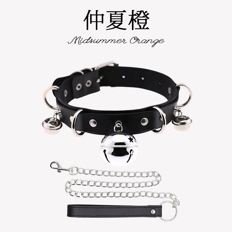 いい子だね～ カップル用ベル付きPUレザーチョーカーリードカラー、男女兼用、コスプレ用セクシーネックリング