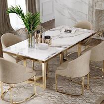 Nordic light luxury marble dining table and chair combination post-modern minimalist rectangular dining table for living room high-end dining table for restaurant