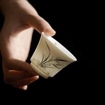 Miyan white porcelain hand-painted orchid master cup horseshoe tea cup single cup household kung fu tea set handmade ceramic cup