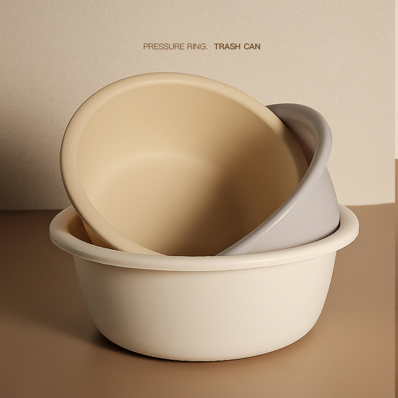 Nordic Plain Washbasin, Household Plastic Basin, Thickened and Durable Laundry Basin, Water Basin, White Basin for Student Dormitories