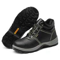 Lao Guanjia labor protection shoes mens high-top anti-smash and anti-stab steel toe caps two-layer cowhide PU solid bottom safety shoes work shoes