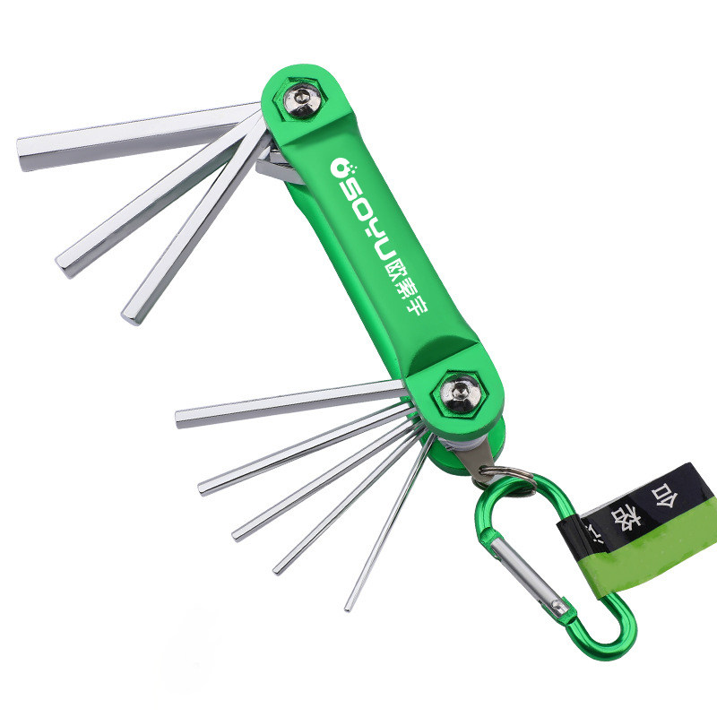 Osuoyu Folding Hex Key Set, Imperial Hexagonal Wrench with Center Hole, Flower-Shaped Hex Key