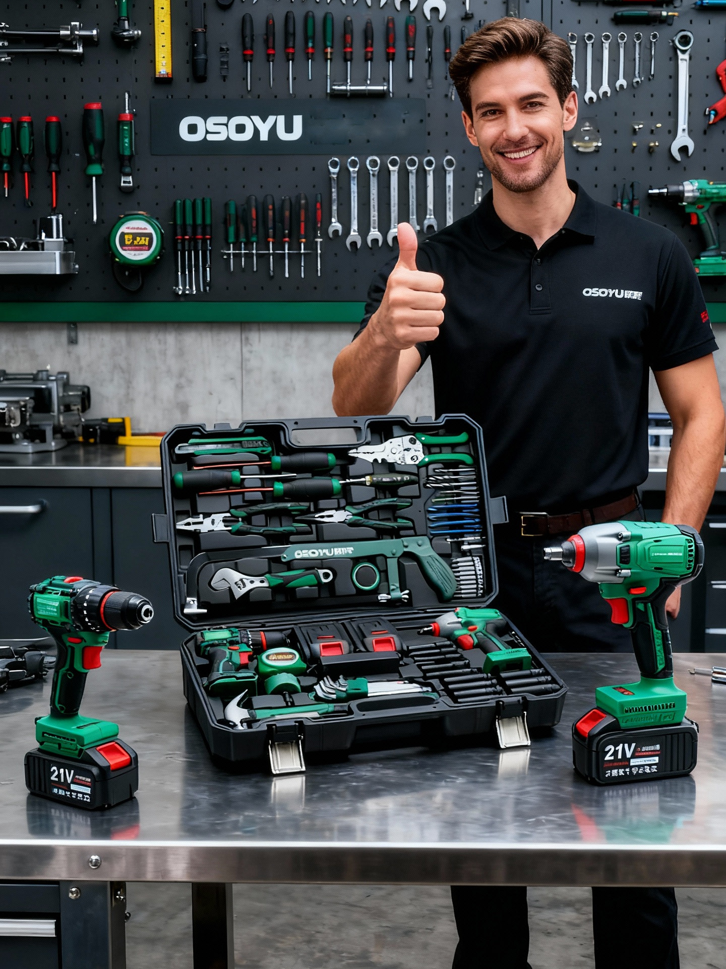 Industrial-Grade Hardware Tool Box Set, Household Brushless Electric Drill, Electric Wrench, Auto Repair, Vehicle-Mounted Electrician's Complete Set