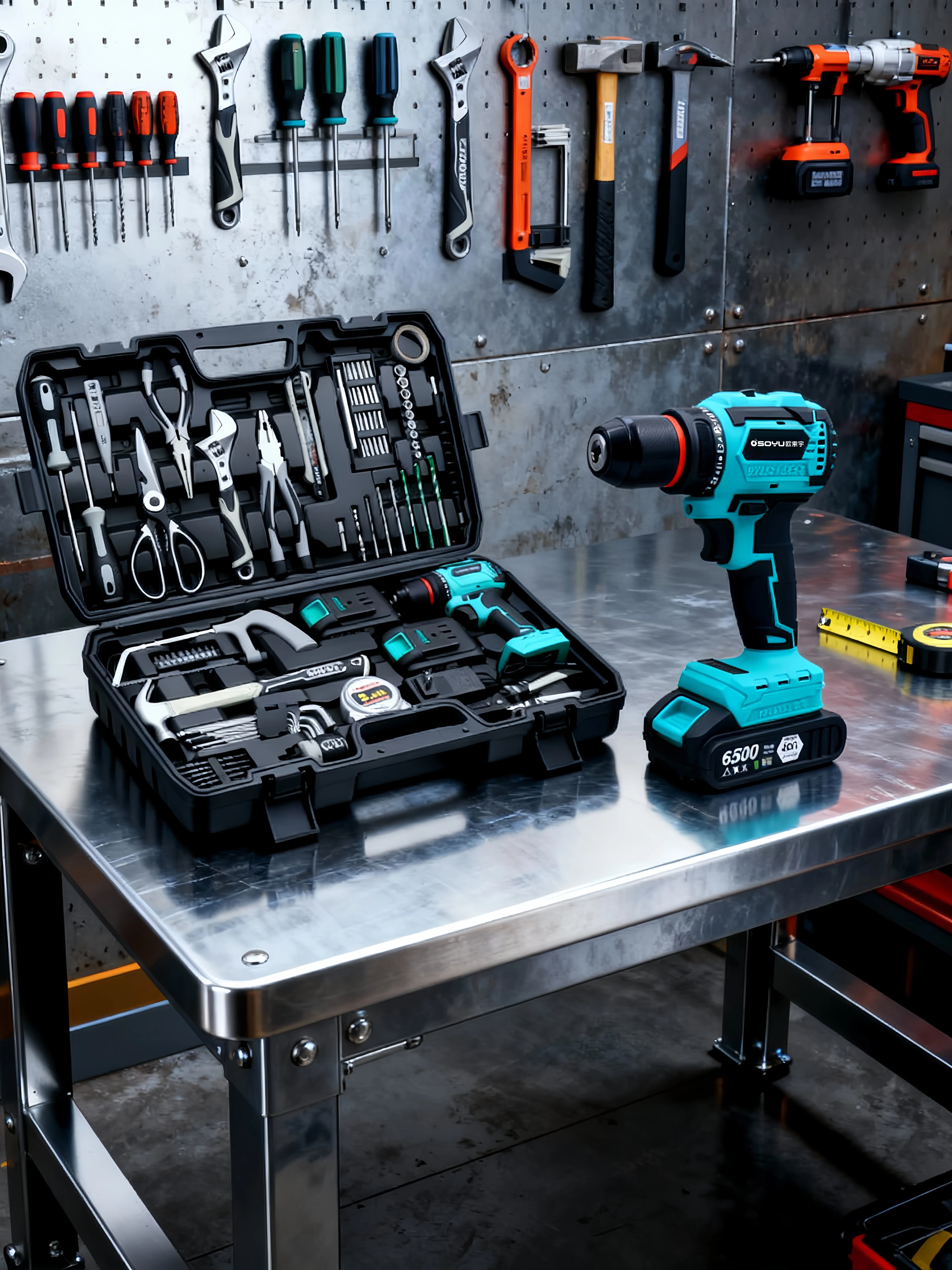 Brushless Electric Drill Household Tool Box Set Multi-Functional Car-Mounted Electrician Hardware Tool Collection Home Repair Kit