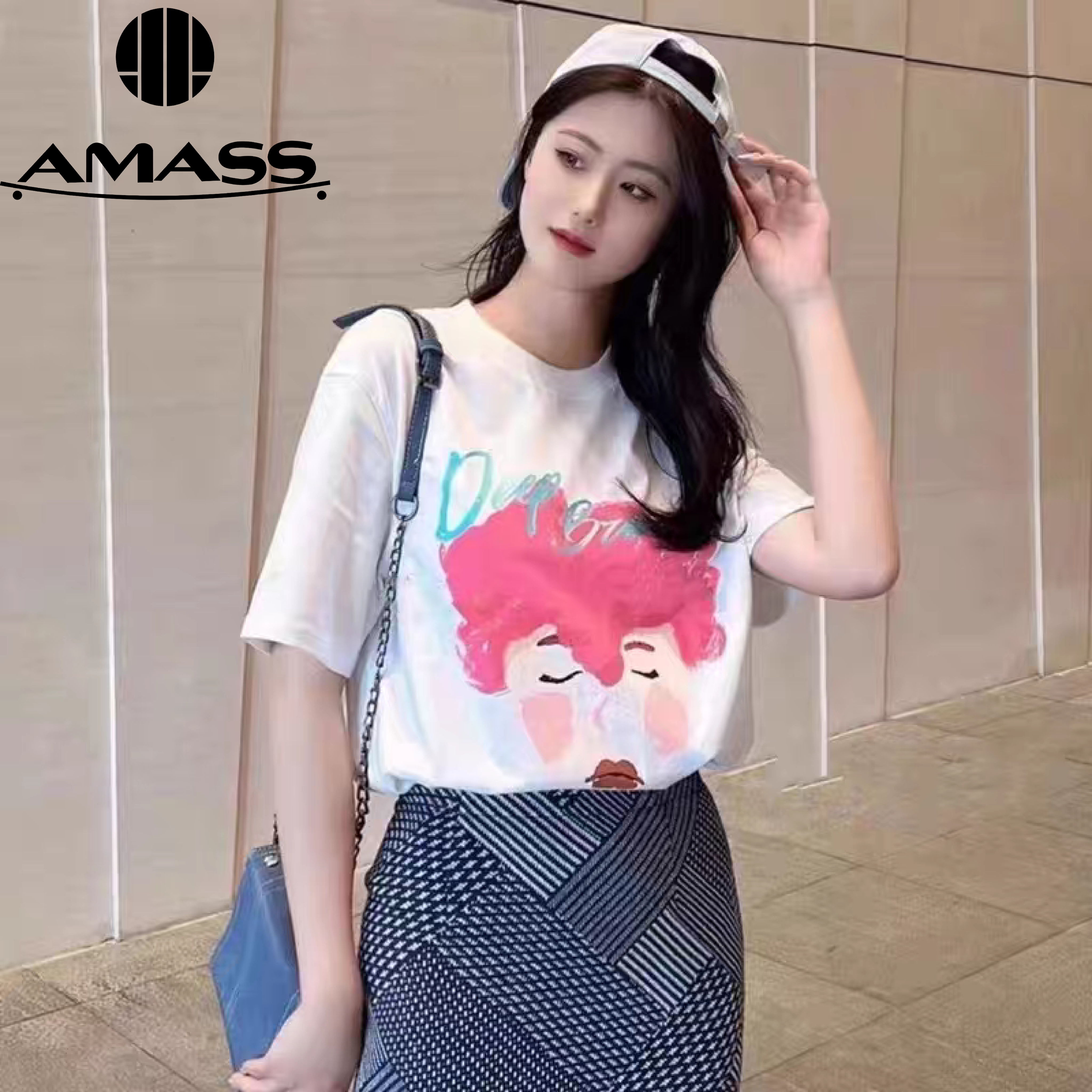 AMASS/阿玛施2026夏季新款宽松休闲个性印花短袖T恤女上衣5300709