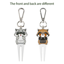 New golf greens fork multi-function grass shoveling button portable fork double-sided pattern cute greens repair fork pendant