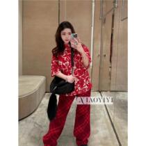 Shanghai warehouse spot clearance expert recommends Xiaohongshu masters selection of womens short folding printed new loose-sleeved tops